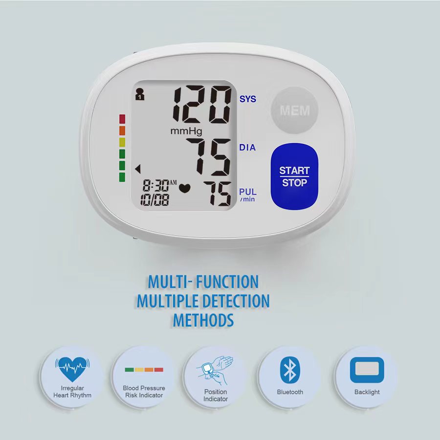 ໃຊ້ໃນຄົວເຮືອນ Portable Blood Pressure Monitor Wrist Tensiometer Factory