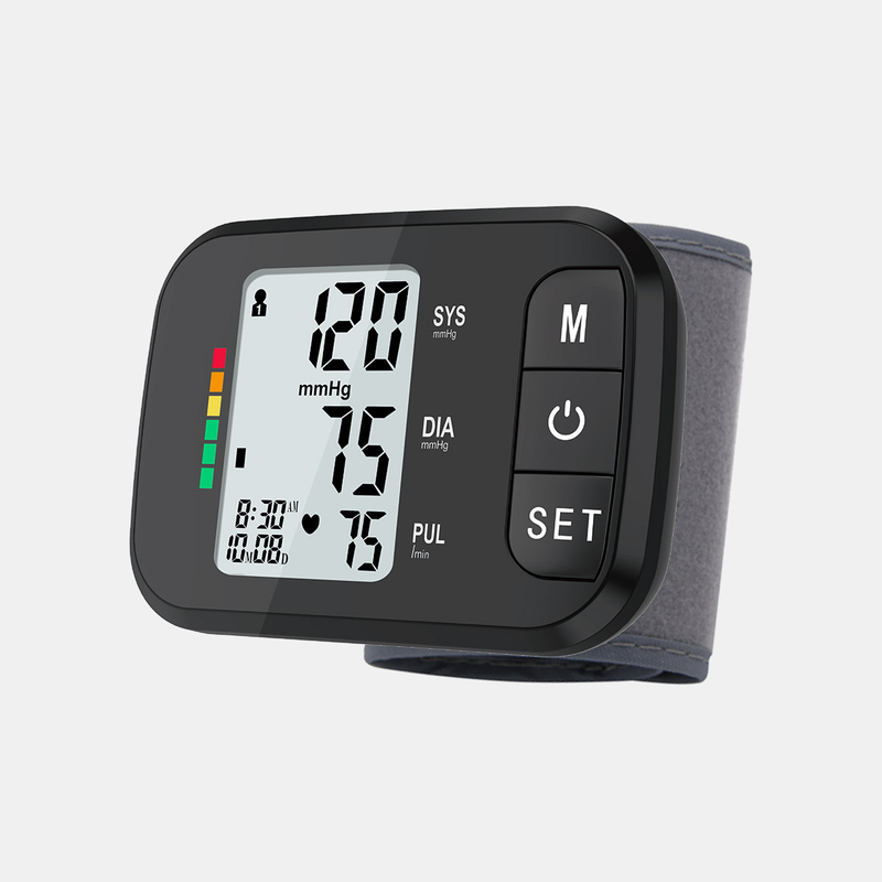 Tensiometro digitale per monitor della pressione arteriosa da polso con stampa logo OEM Lingua Personalizza sfigmomanometro