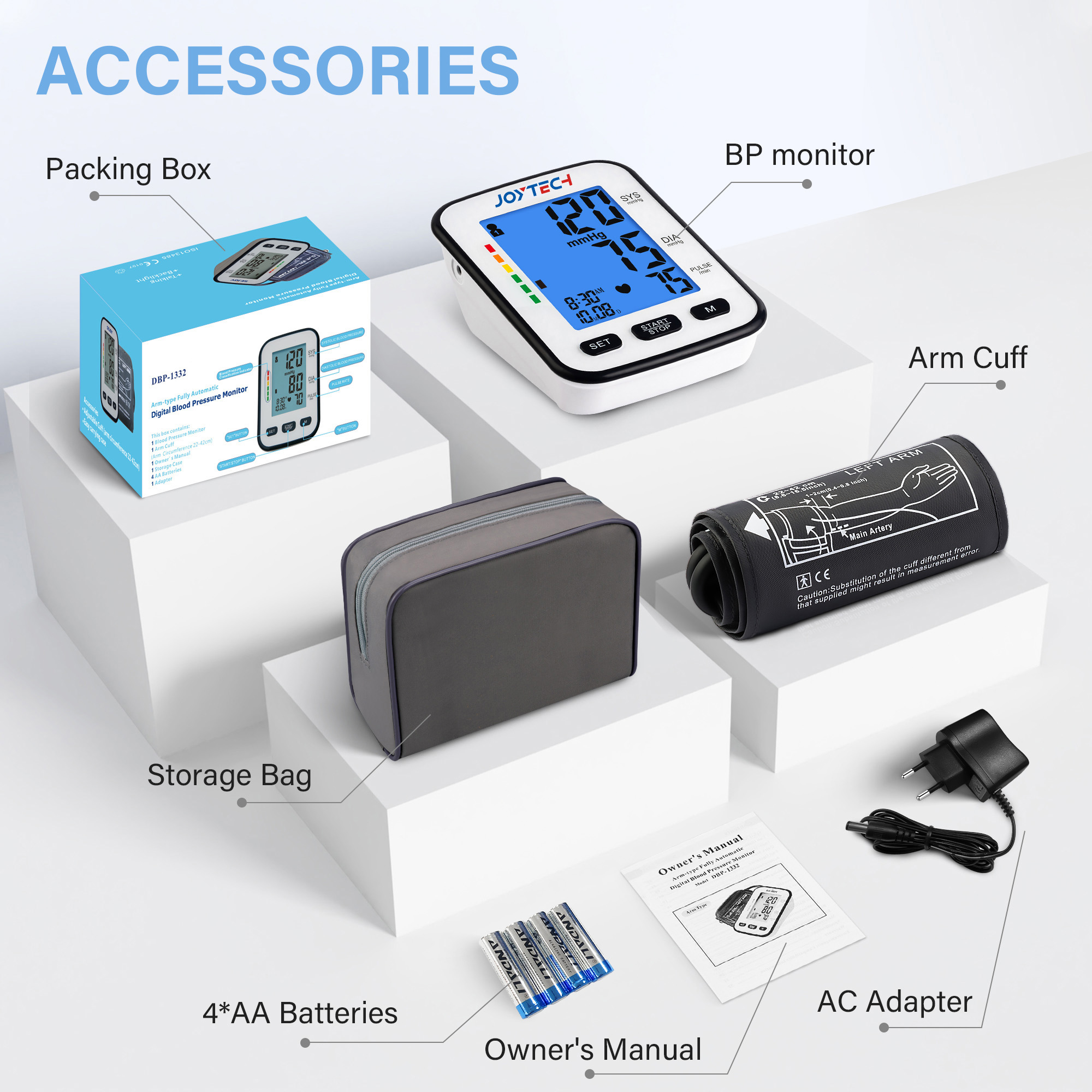 Bluetooth blodtryksmåler med baggrundsbelyst Talking Digital Tensiometer