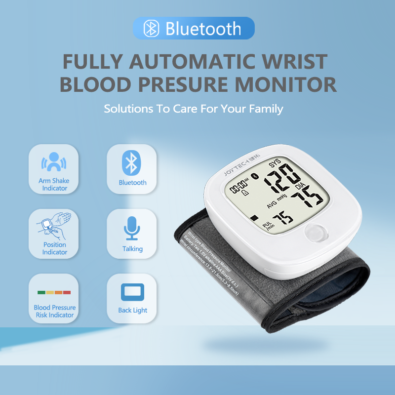 Блуетоотх монитор крвног притиска на ручном зглобу који говори тензиометар са позадинским осветљењем