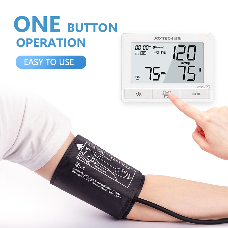 ESH-godkännande EKG-funktion Hög noggrann blodtrycksmätare med Bluetooth-app för Ios och Android