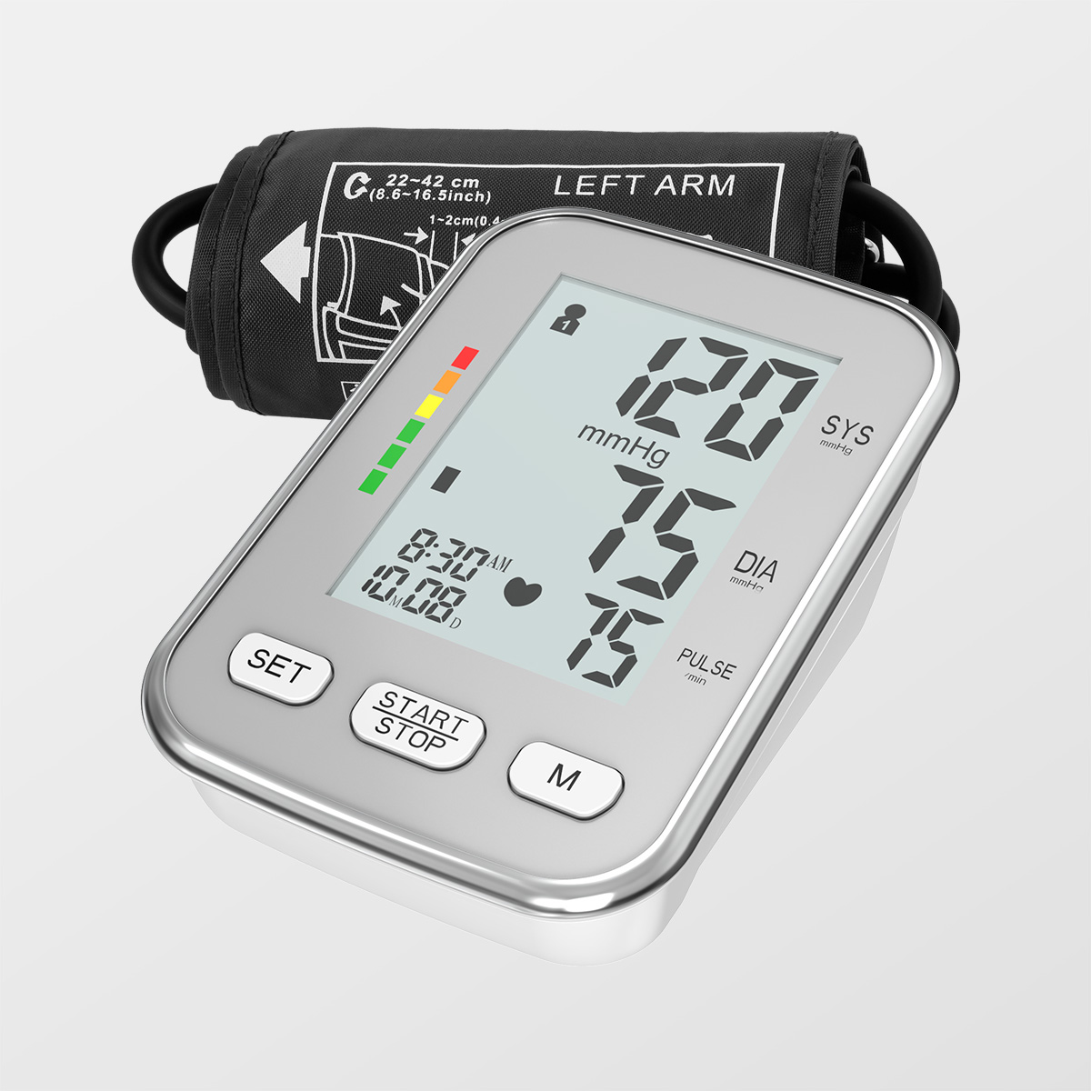 Блуетоотх монитор крвног притиска са говорним дигиталним тензиометром са позадинским осветљењем