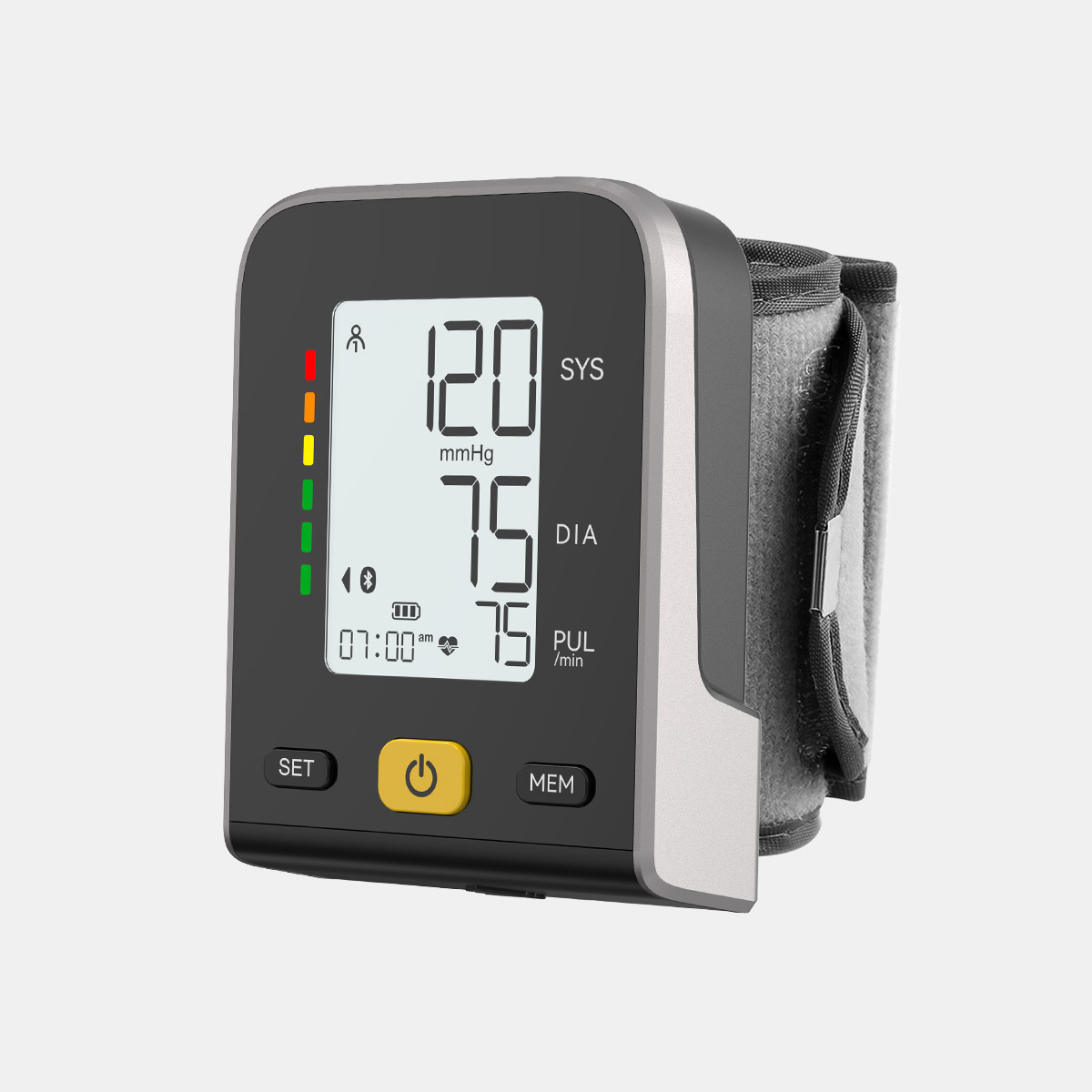 ヘルスケア MDR CE 承認デジタル血圧モニター手首 Bluetooth