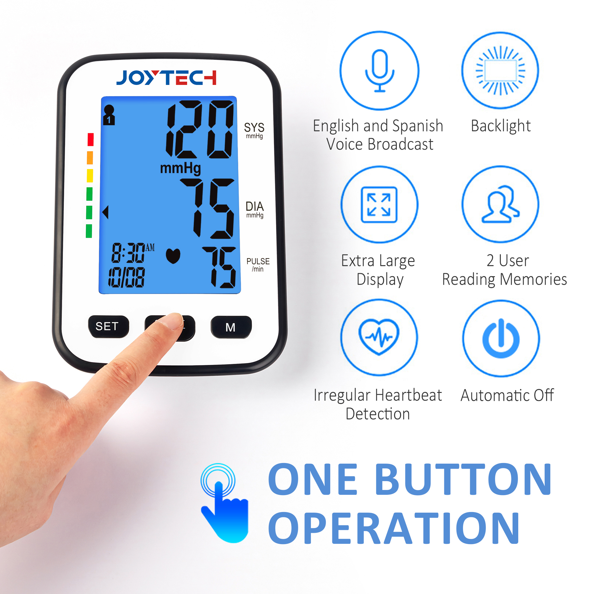 MDR CE Moniteur de pression artérielle Bluetooth avec écran LCD supplémentaire avec rétroéclairage