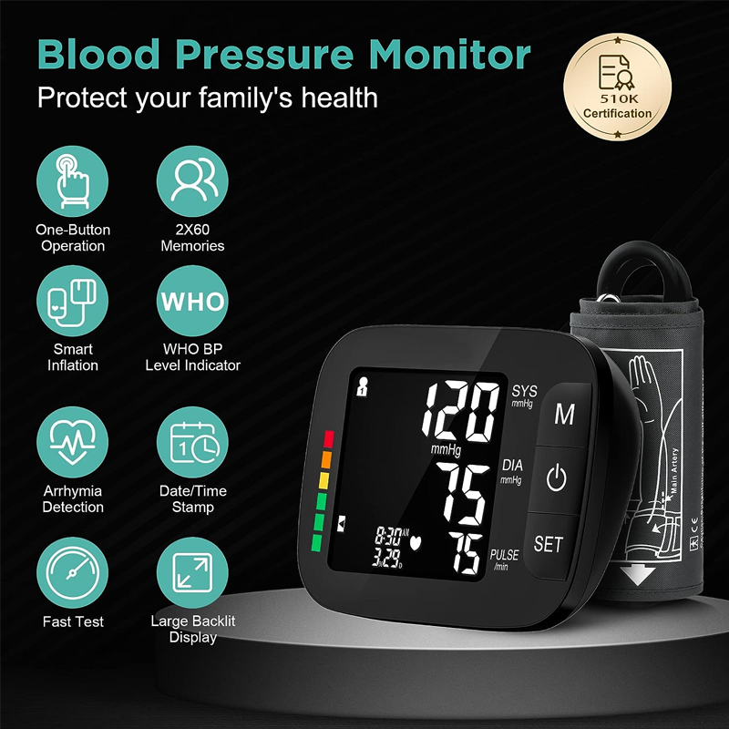 Domowy, medyczny, łatwy w użyciu przyrząd do pomiaru ciśnienia krwi z funkcją głosową Bluetooth