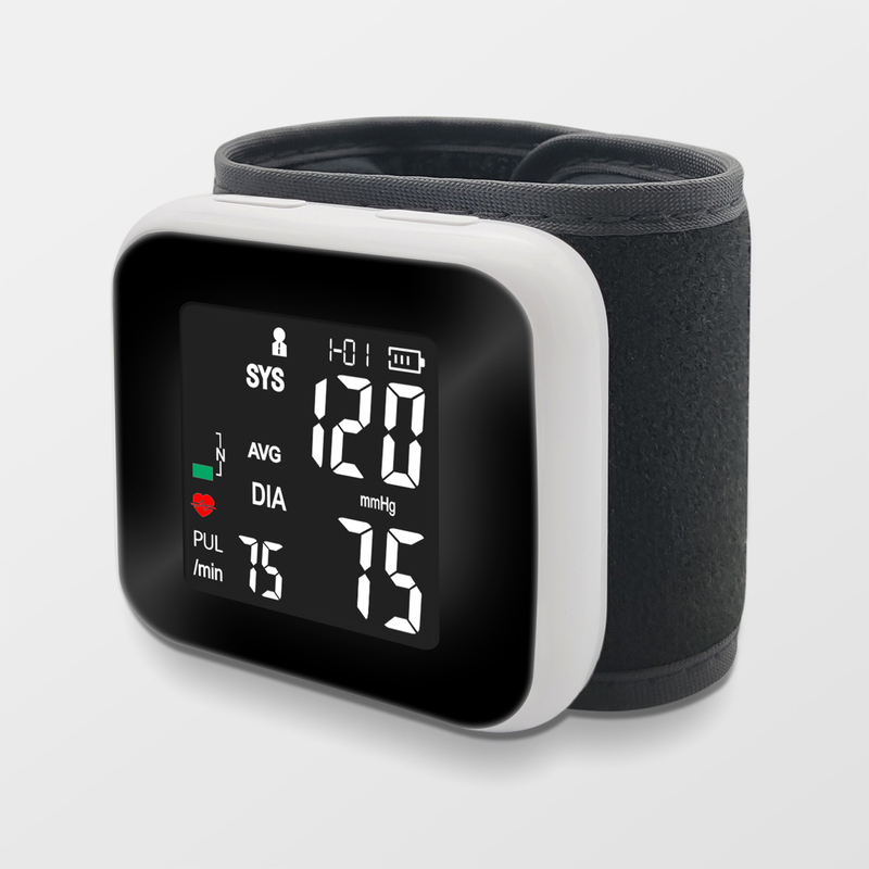 Monitor de presión arterial de muñeca de alta precisión con batería de litio recargable con pantalla de retroiluminación