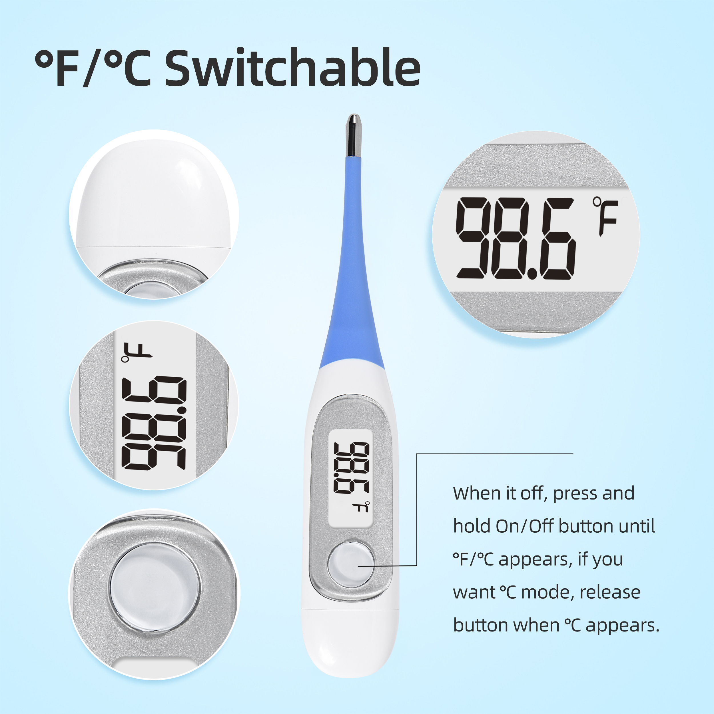 Kepiye carane ngganti termometer digital saka Celsius dadi Fahrenheit?