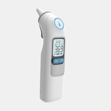 CE MDR apstiprināts augstas precizitātes ar akumulatoru darbināms Bluetooth infrasarkanais auss termometrs lietošanai mājās