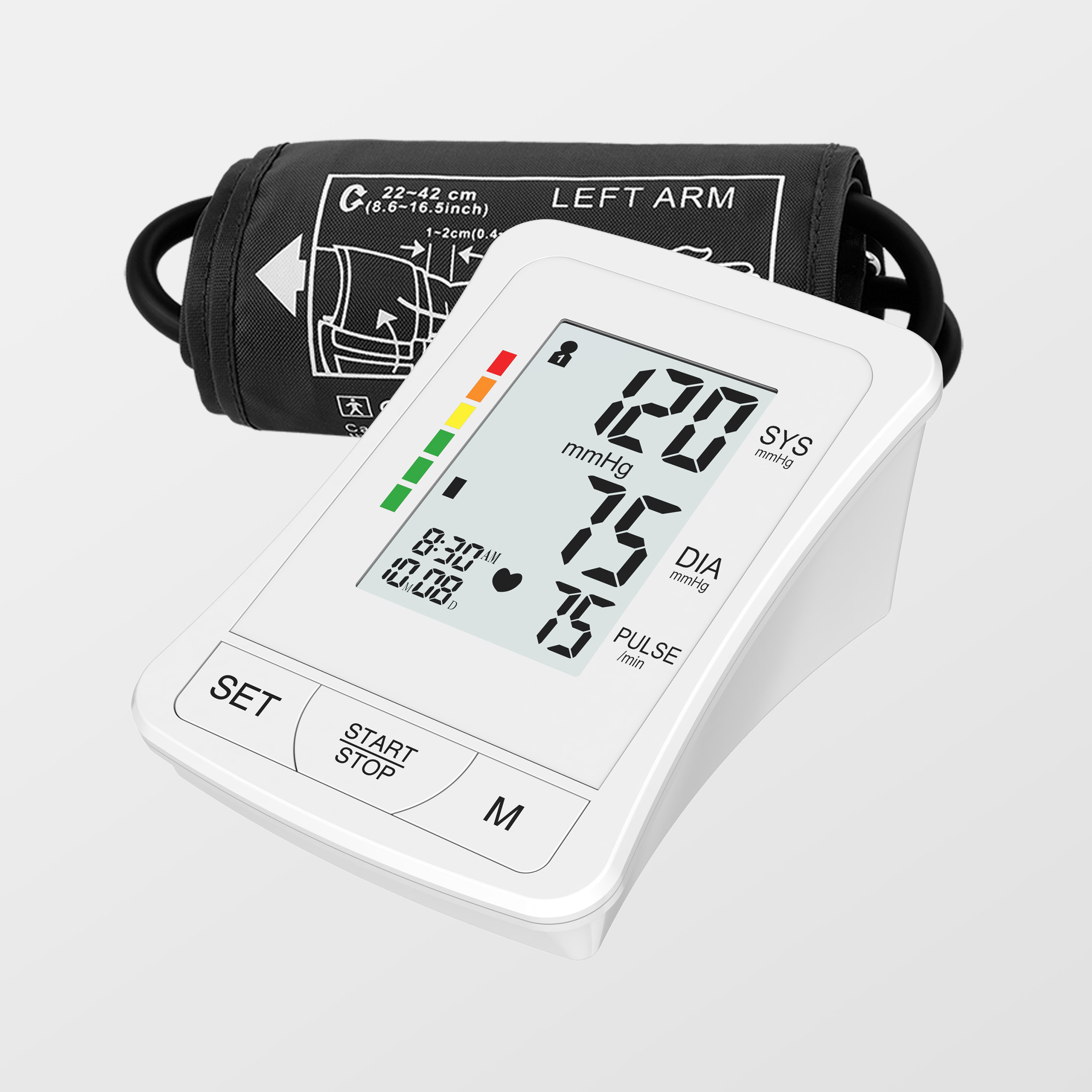 Ambue Ógape Óga Jepuru Máquina de comprobación de presión alta retroiluminada Monitor de presión arterial Bluetooth