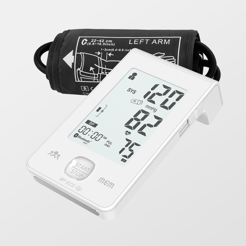 Monitor de presión arterial inteligente con fuente de alimentación dual y pantalla extra grande con Ecg