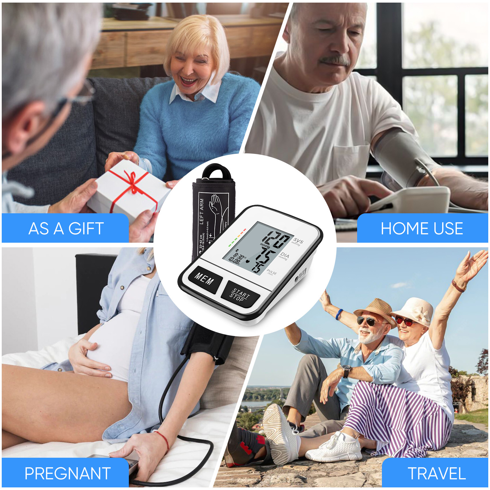 Přizpůsobte jazyk Zařízení na kontrolu vysokého krevního tlaku Digitální tenzometr Bluetooth