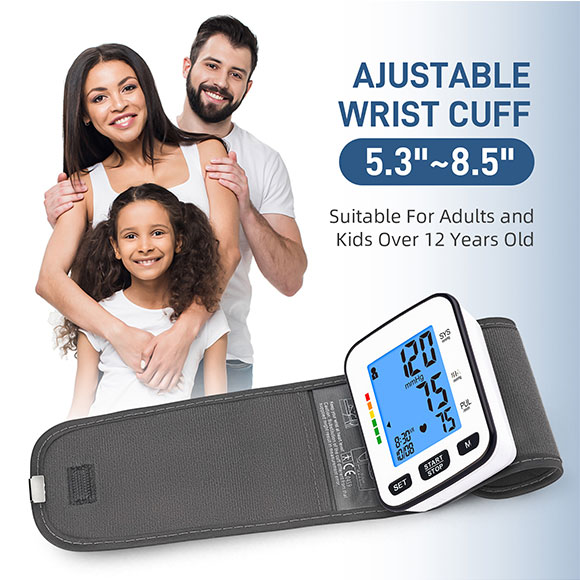 Home Healthcare Device Electric Wrist Blood Pressure Monitor Talking Automatic Digital Tensiometer Backlit