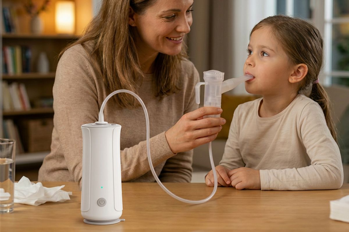 Caregiver helping child use a Joytech NB-1007 home nebulizer.jpg